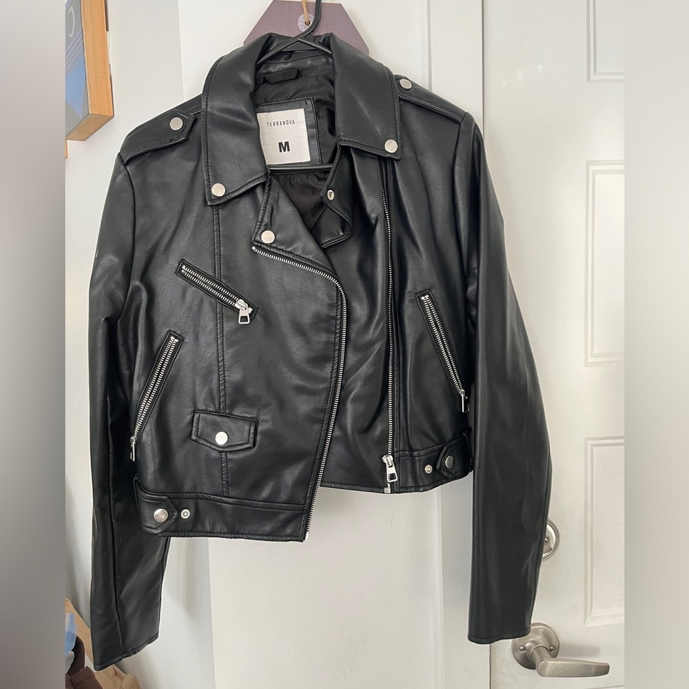 Terranova Black Faux Leather Biker Jacket